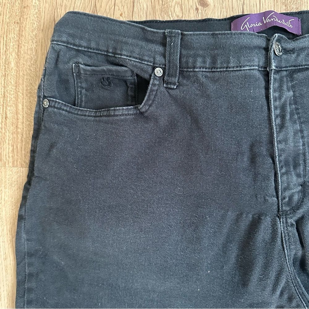 Gloria Vanderbilt Black Straight Leg Jeans Size 16 Amanda High Rise Stretch edgy - Picture 4 of 4